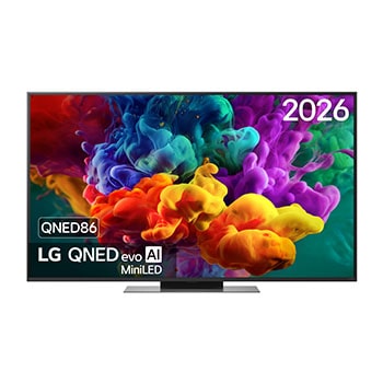 Vooraanzicht van 55 inch LG QNED evo AI QNED86 Mini LED 4K Smart TV 2026 55QNED86B6B
